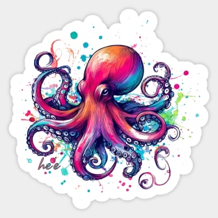 Splash of Color Octopus - He'e in Hawaiian Sticker
